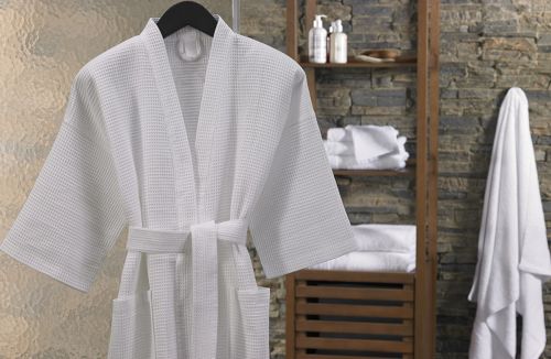 Luxury 100% Cotton Waffle Bathrobe – Unisex Kimono Style Spa Robe (One Size XL)