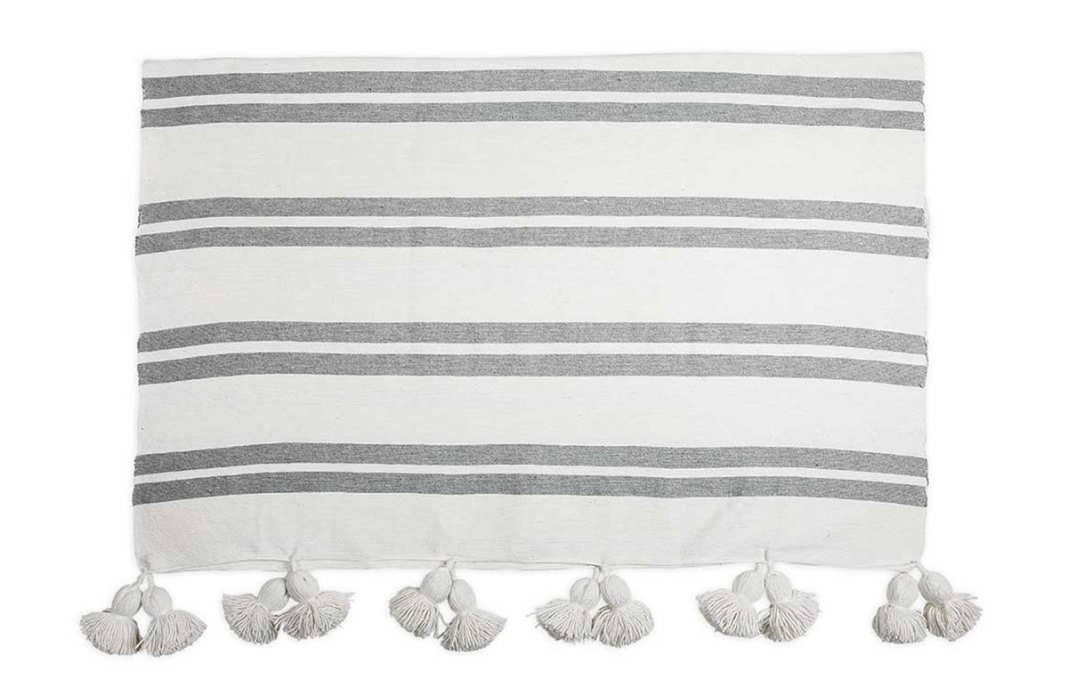 Grey pom pom throw outlet
